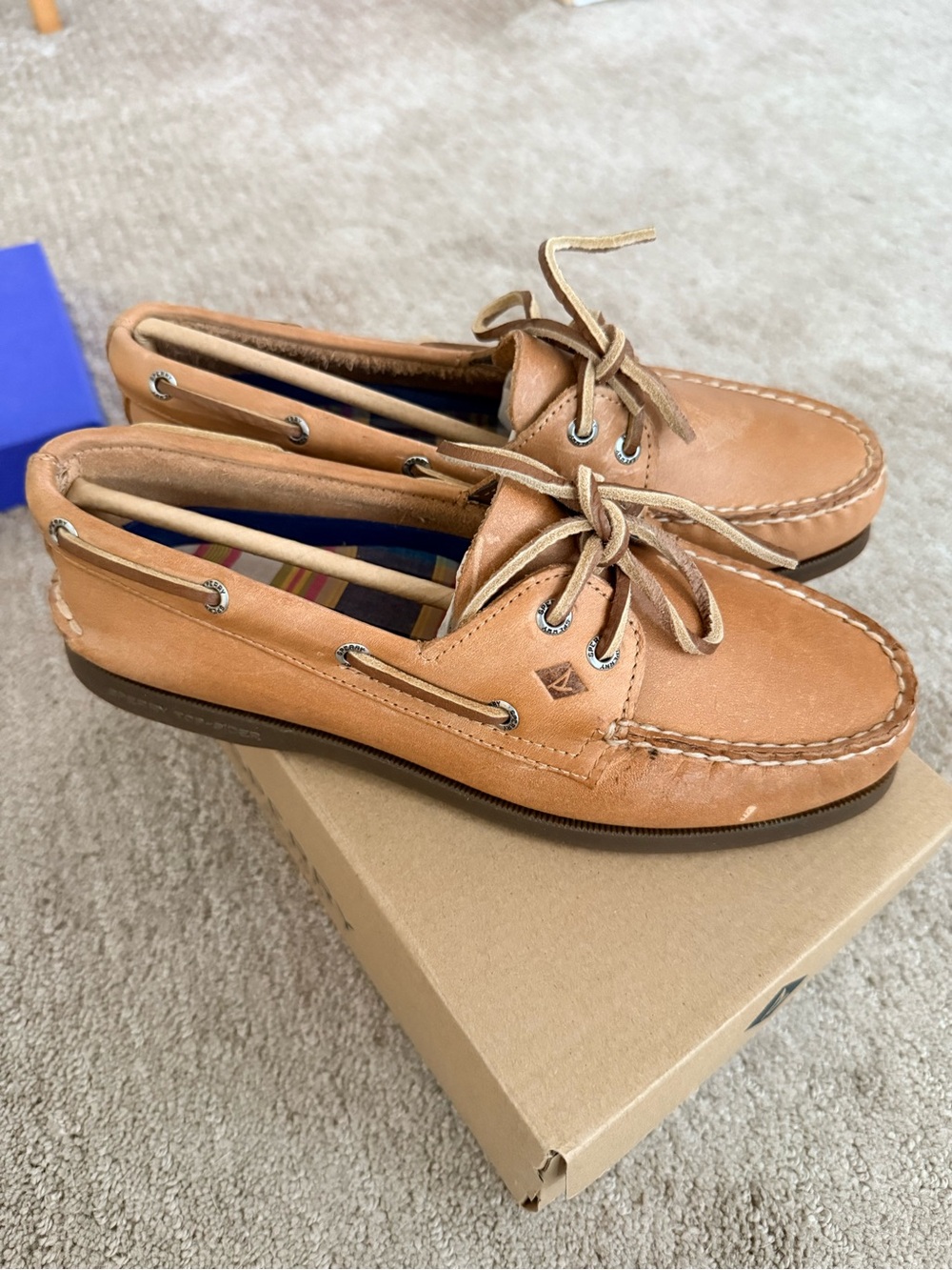 Sperry A/O 2-Eye Boat Shoes — Women’s 7W — Sahara Tan — New in Box